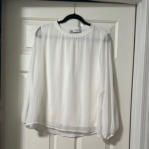 ZARA White Long Sleeve Blouse